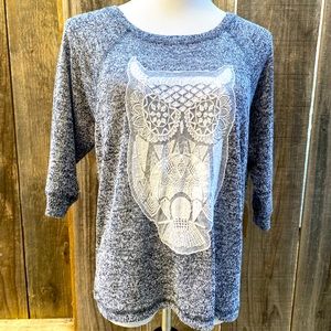 Bobeau sweet owl knit top